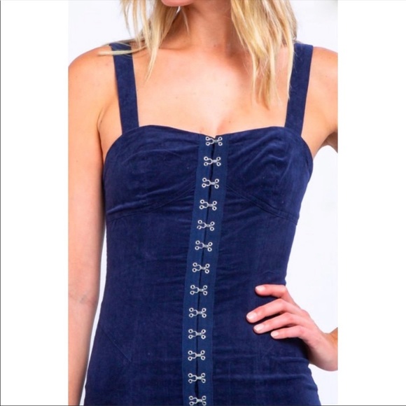 Hooked Corduroy Mini Dress Blue - Picture 4 of 6